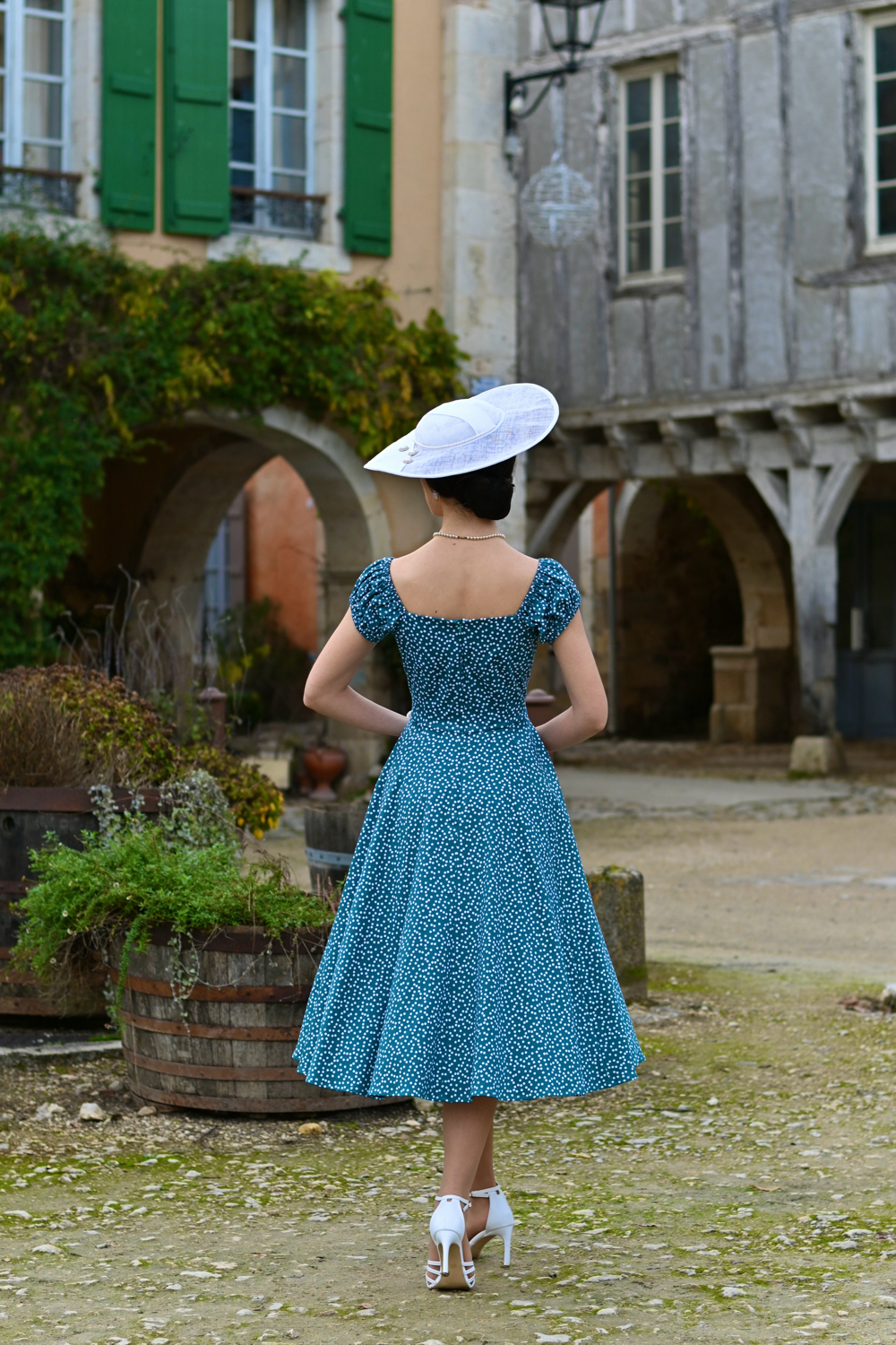 Lila Polka Dot Swing Dress in Extended Sizing